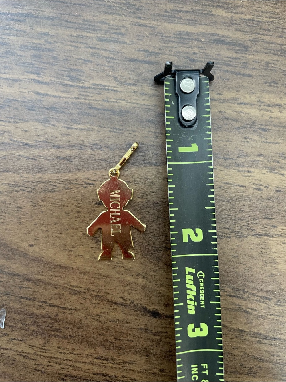Gold‎ Boy Silhouette Pendant Charm Engraved Michael Gold Tone Small Minimalist - Picture 4 of 4